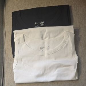 Terra & Sky Ribbed Crewneck Tank Tops – Black & White Duo